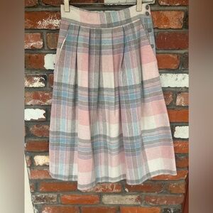 Vintage 80s pink pastel pleated wool skirt Size XS/S